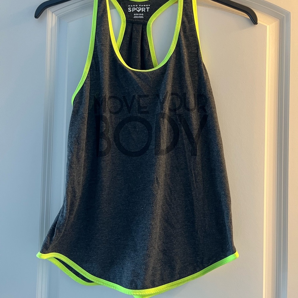 Hard Candy Charcoal and Neon Yellow Tank Top